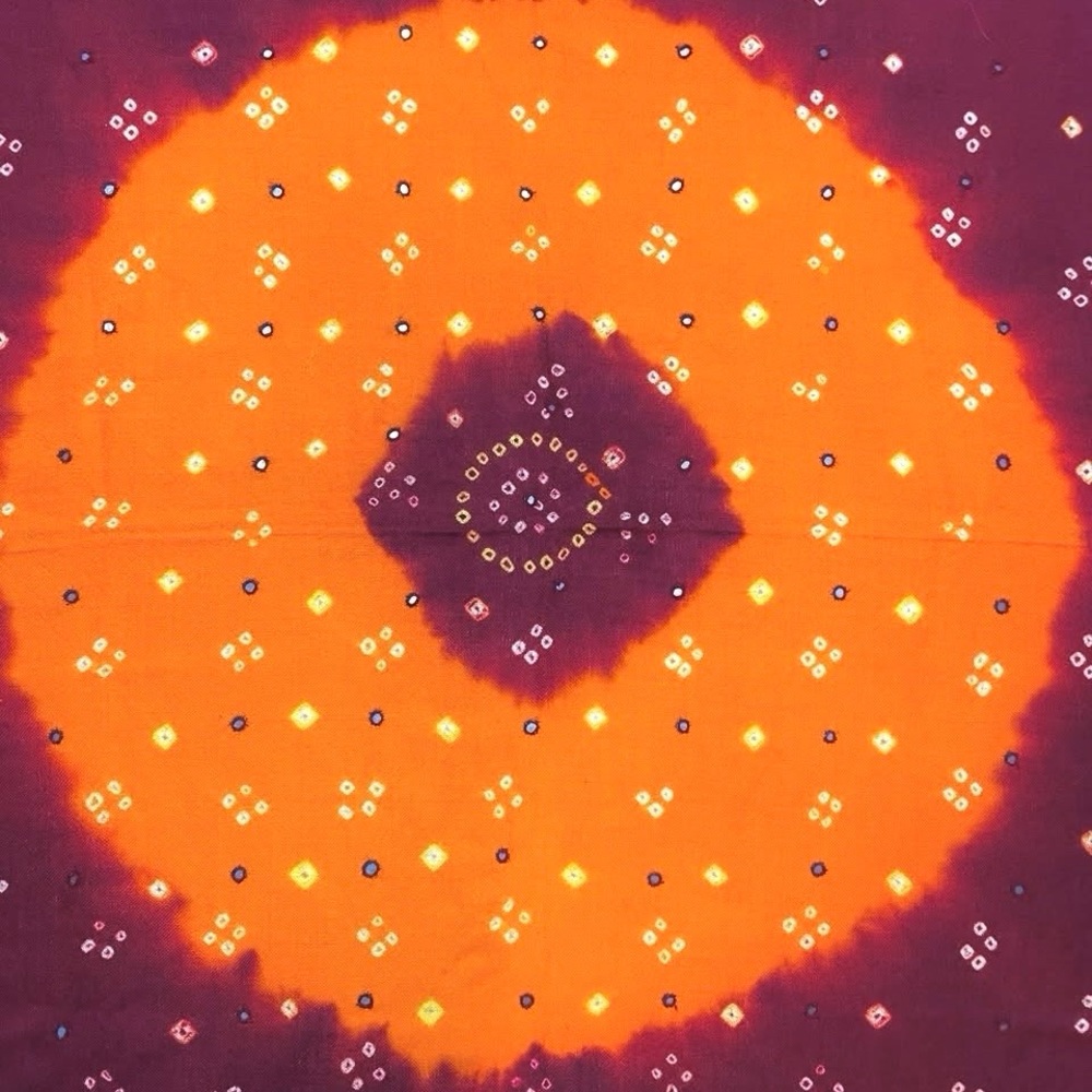 Vintage Wool Bandhani Shawl from Kutch, Gujarat, India